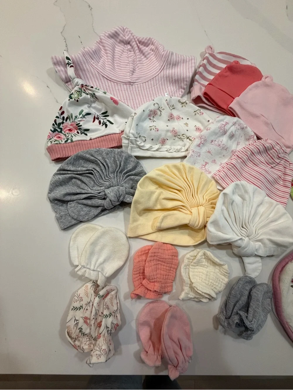 Baby Bundle of Hats Bibs, and mittens